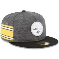 Men's Pittsburgh Steelers New Era Heather Gray/Black 2018 NFL Sideline Home Graphite 59FIFTY Fitted Hat 3058420